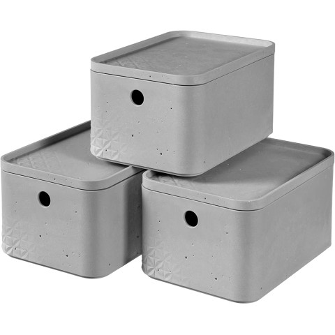Κουτί αποθήκευσης με καπάκι Beton 17x17x13cm