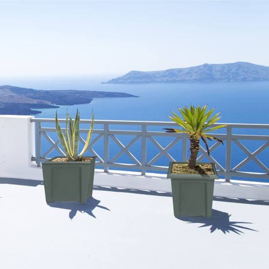 Γλάστρα πλαστική τετράγωνη Anthracite Relaxdays