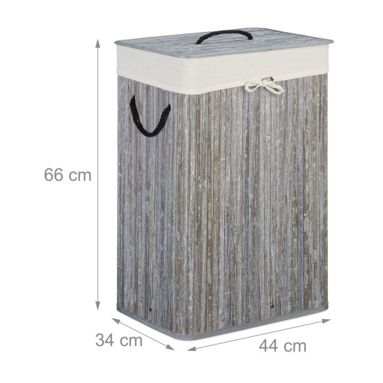Ορθογώνιο καλάθι ρούχων Bamboo Gray/White Relaxdays