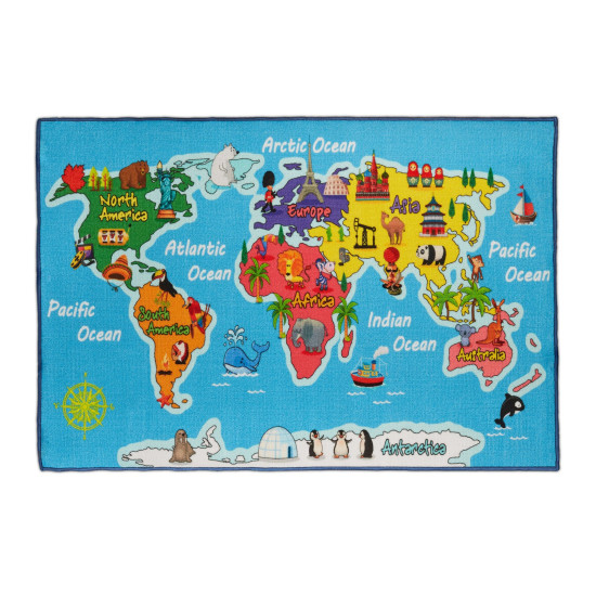 Παιδική μοκέτα Παγκόσμιος Χάρτης 150x100 cm Relaxdays Germany