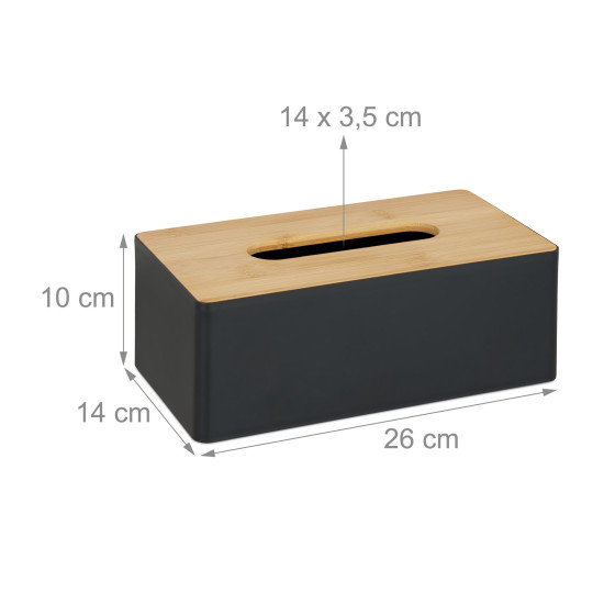 Θήκη για χαρτομάντιλα  Black με καπάκι Bamboo Relaxdays