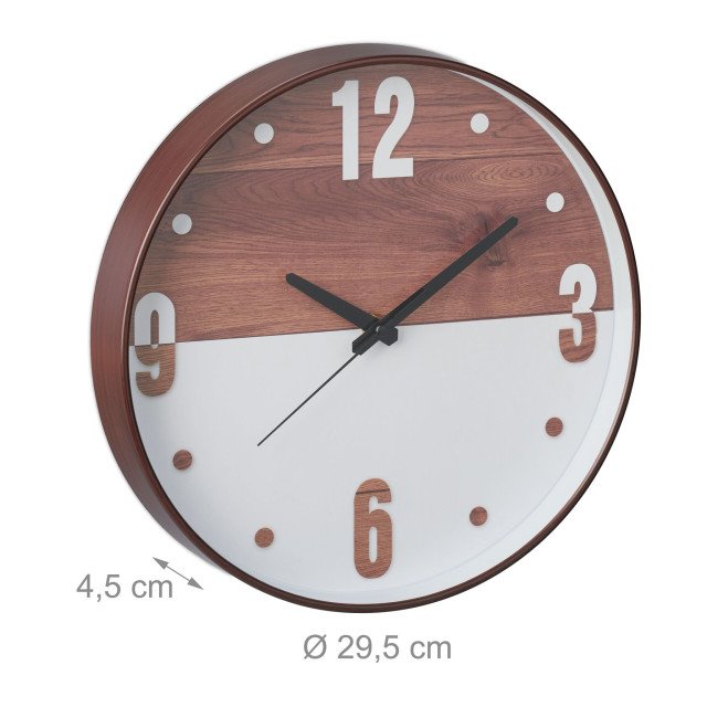 Ρολόι τοίχου Wood Look/White Relaxdays