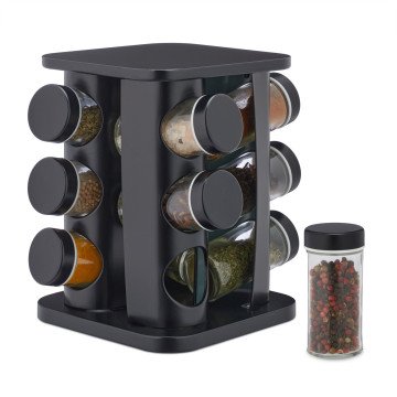 Περιστρεφόμενο Carousel μπαχαρικών 12 σέικερ Black Square Περιστρεφόμενο Carousel μπαχαρικών 12 σέικερ Black Square