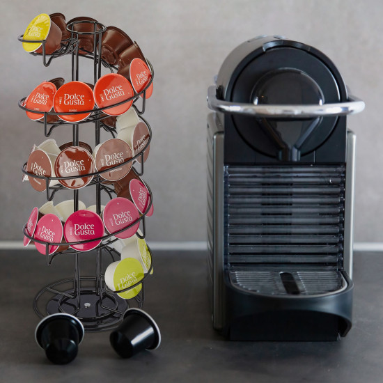 Περιστρεφόμενη θήκη για κάψουλες Dolce Gusto "Metal Black S" Relaxdays