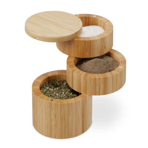Περιστρεφόμενο δοχείο μπαχαρικών Roll Bamboo Relaxdays
