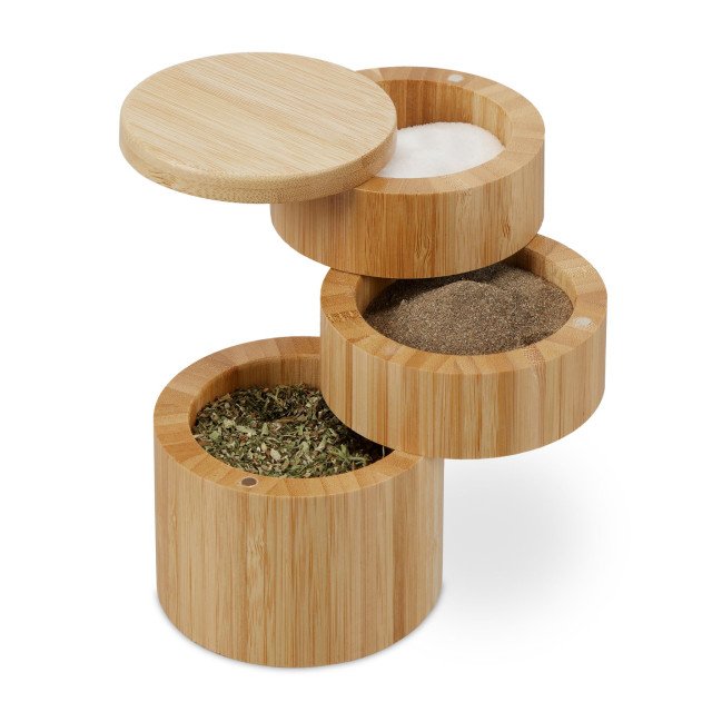 Περιστρεφόμενο δοχείο μπαχαρικών Roll Bamboo Relaxdays