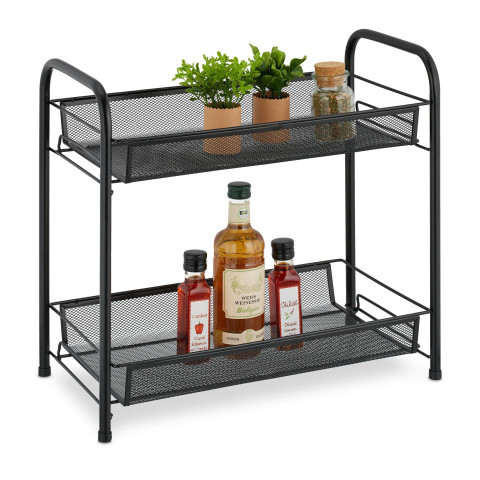 Εταζέρα μπαχαρικών Black Metal 2 Levels Shelves Relaxdays