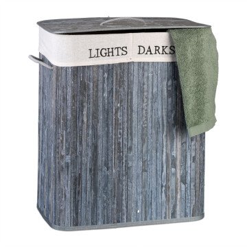 Ορθογώνιο καλάθι ρούχων Bamboo Gray/White Relaxdays Ορθογώνιο καλάθι ρούχων Bamboo Gray/White Relaxdays