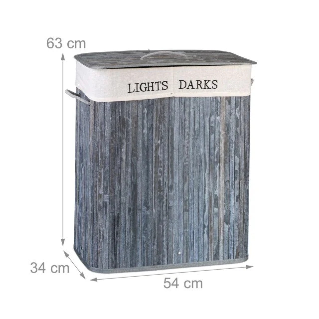 Ορθογώνιο καλάθι ρούχων Bamboo Gray/White Relaxdays