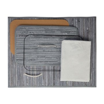 Ορθογώνιο καλάθι ρούχων Bamboo Gray/White Relaxdays