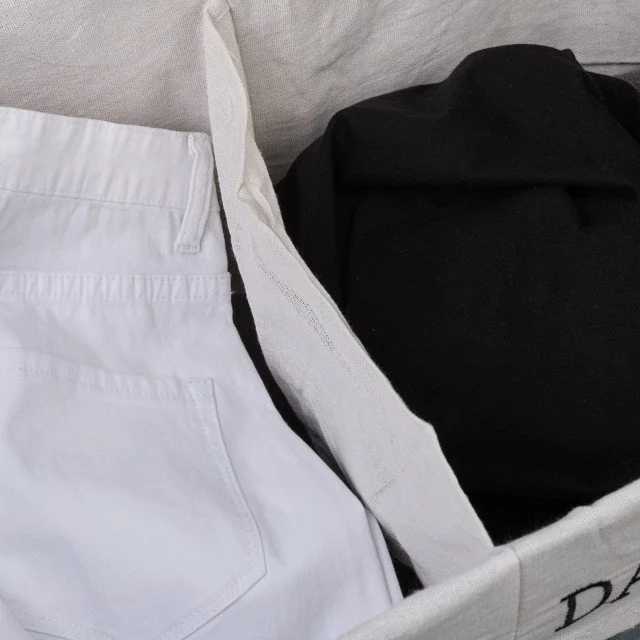 Ορθογώνιο καλάθι ρούχων Bamboo Gray/White Relaxdays