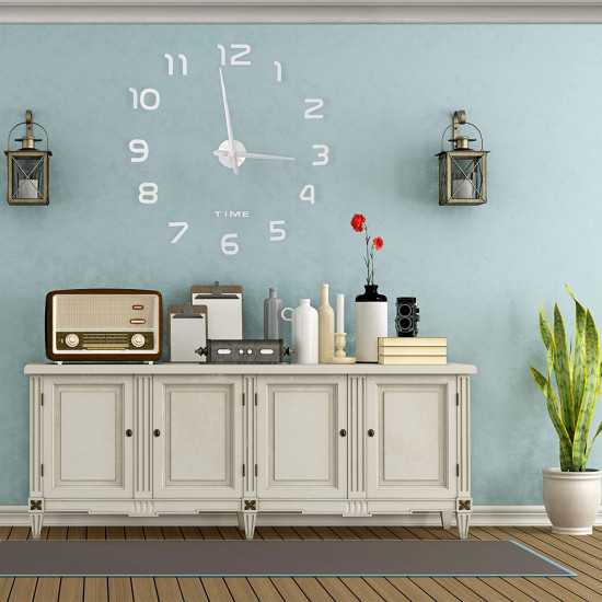 Ρολόι τοίχου 3D DIY Ασημένιο Relaxdays Germany 110 cm