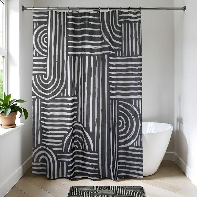 Υφασμάτινη κουρτίνα μπάνιου Ethnic Vibes 180x200 cm Υφασμάτινη κουρτίνα μπάνιου Ethnic Vibes 180x200 cm