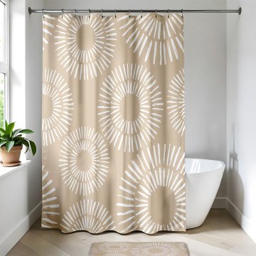 Υφασμάτινη κουρτίνα μπάνιου Ethnic Spirals 180x200 cm Υφασμάτινη κουρτίνα μπάνιου Ethnic Spirals 180x200 cm