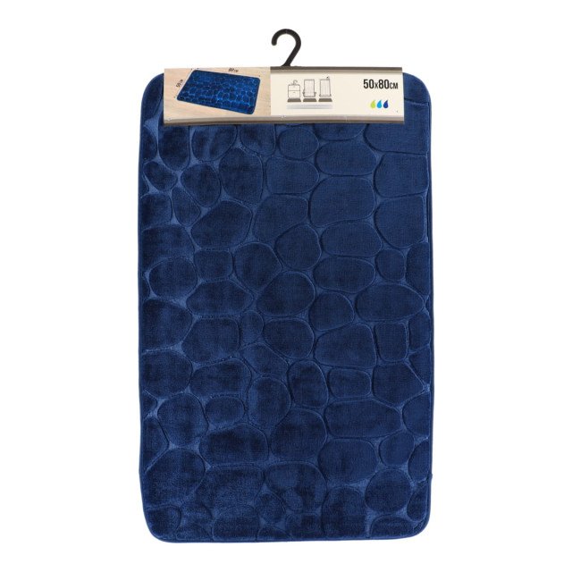 Πατάκι μπάνιου microfiber με αφρό μνήμης Navy Blue 50X80cm
