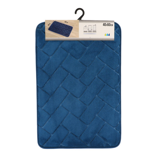 Πατάκι μπάνιου microfiber εφέ τούβλου Navy Blue Tendance 40X60cm