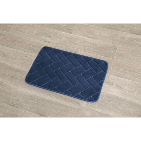 Πατάκι μπάνιου microfiber εφέ τούβλου Navy Blue Tendance 40X60cm
