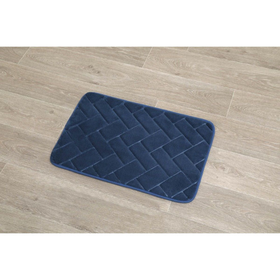 Πατάκι μπάνιου microfiber εφέ τούβλου Navy Blue Tendance 40X60cm