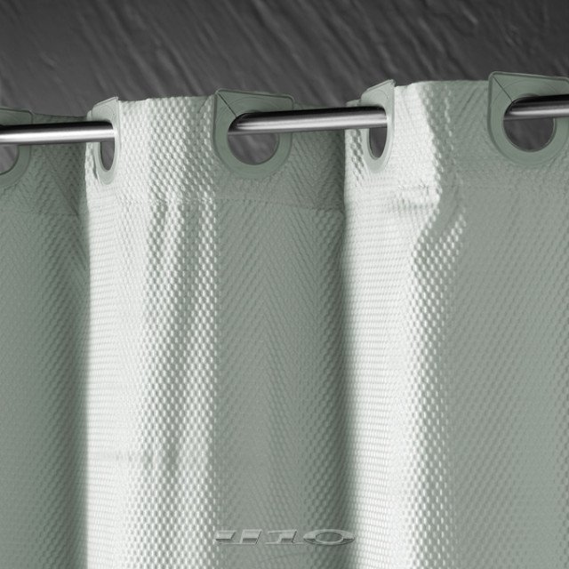 Κουρτίνα μπάνιου υφασμάτινη με τρουκς  Light Grey Douceur d'intérieur.