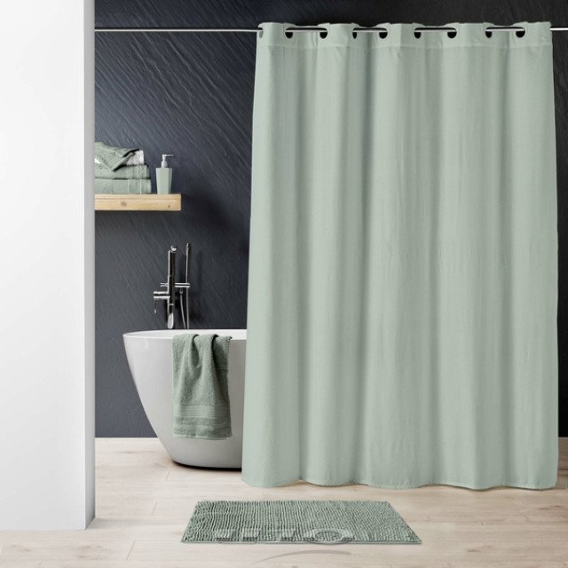 Κουρτίνα μπάνιου υφασμάτινη με τρουκς  Light Grey Douceur d'intérieur.
