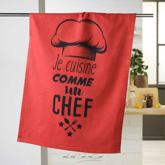 Πετσέτα κουζίνας PRINTED COTTON COMME UN CHEF RED