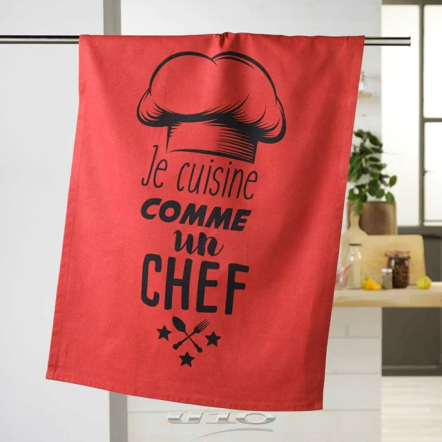 Πετσέτα κουζίνας PRINTED COTTON COMME UN CHEF RED