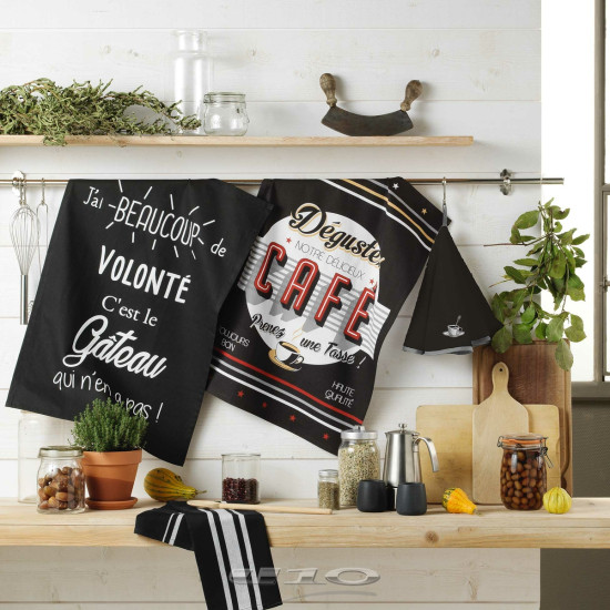 Πετσέτα κουζίνας DYED WOVEN COTTON COMPTOIR BLACK