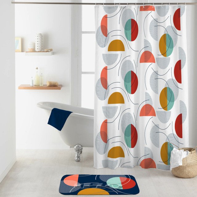 Κουρτίνα μπάνιου PRINTED POLYESTER POP BLUE Douceur d'intérieur.