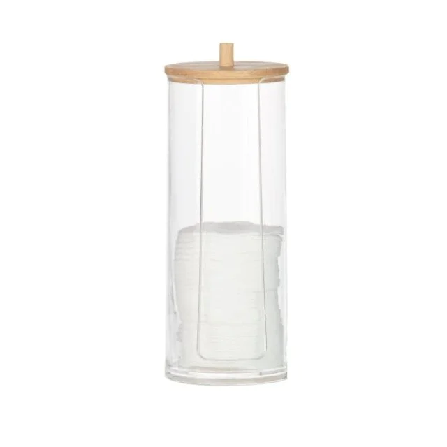 Κουτί αποθήκευσης plexiglass για δίσκους ντεμακιγιάζ με καπάκι bamboo Versa