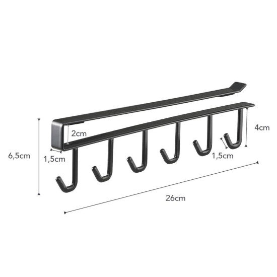 Under Shelf Tool Hanger Black Yamazaki