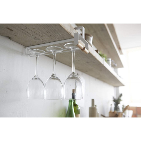 Under Shelf Wine Glass Hanger White Yamazaki