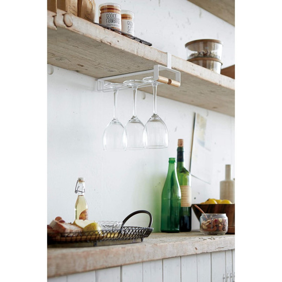 Under Shelf Wine Glass Hanger White Yamazaki
