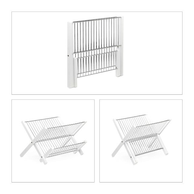 Πιατοθήκη πάγκου πτυσσόμενη "Bamboo White" Relaxdays