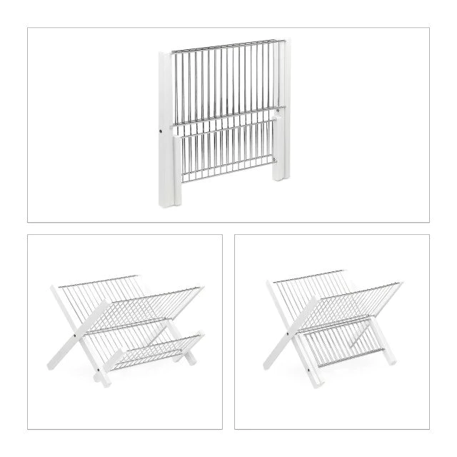 Πιατοθήκη πάγκου πτυσσόμενη "Bamboo White" Relaxdays