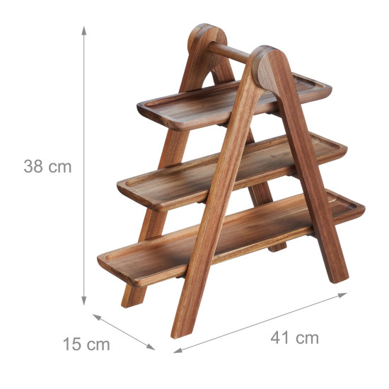 Επιφάνεια σερβιρίσματος 3/επιπέδων "Wood" Relaxdays