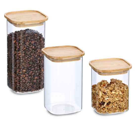 Βάζο αποθήκευσης Glass Bamboo 1300ml Zeller