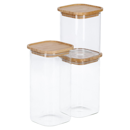 Βάζο αποθήκευσης Glass Bamboo 1300ml Zeller