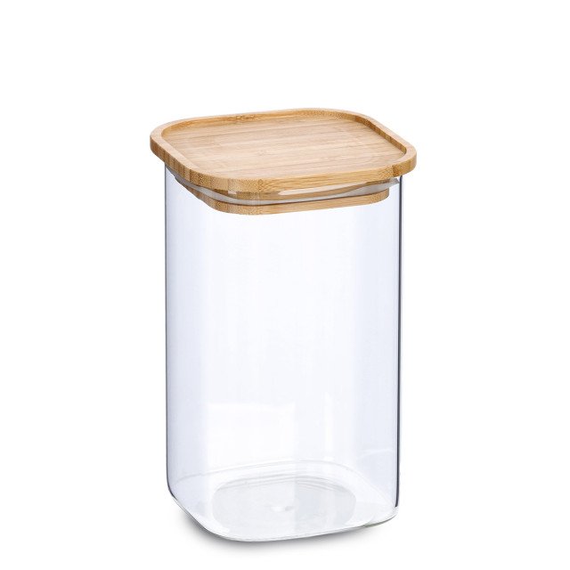 Βάζο αποθήκευσης Glass Bamboo 1300ml Zeller