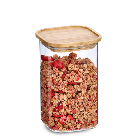 Βάζο αποθήκευσης Glass Bamboo 1300ml Zeller