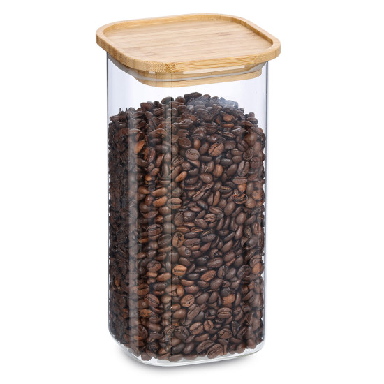 Βάζο αποθήκευσης Glass Bamboo 1570ml Zeller