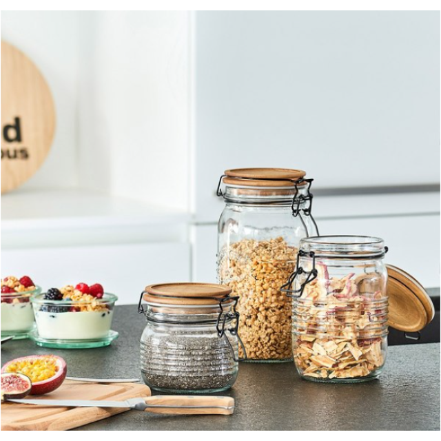 Bάζο αποθήκευσης με ξύλινο καπάκι "Wood" Zeller 500ml