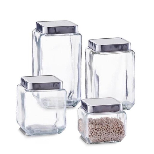 Βάζο αποθήκευσης "Square Metal" 1100ml Zeller